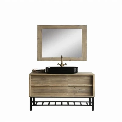 Solid Wood Stainless Steel Bathroom Cabinet