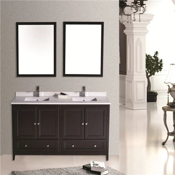 Solid Wood Bathroom Vanity Furniture Bathroom Double Sink Vanity T9331