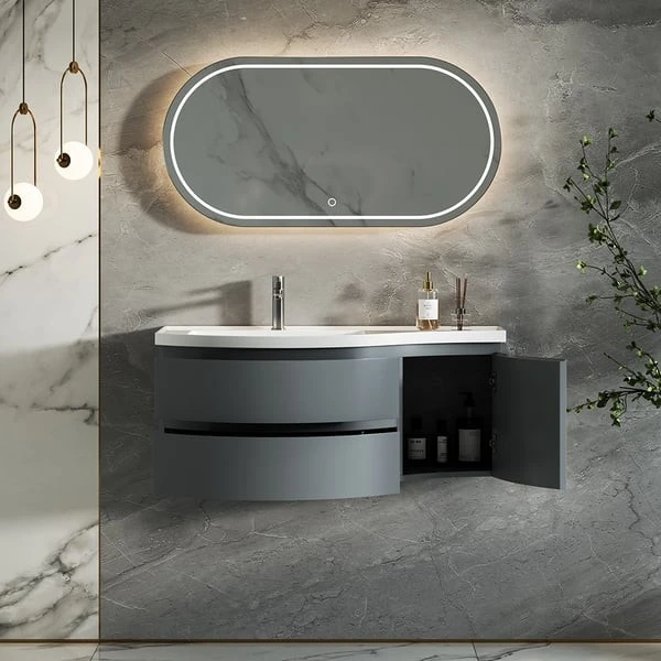 Curved Bathroom Vanity Wall Mounted Half-Circle Bathroom Cabinet