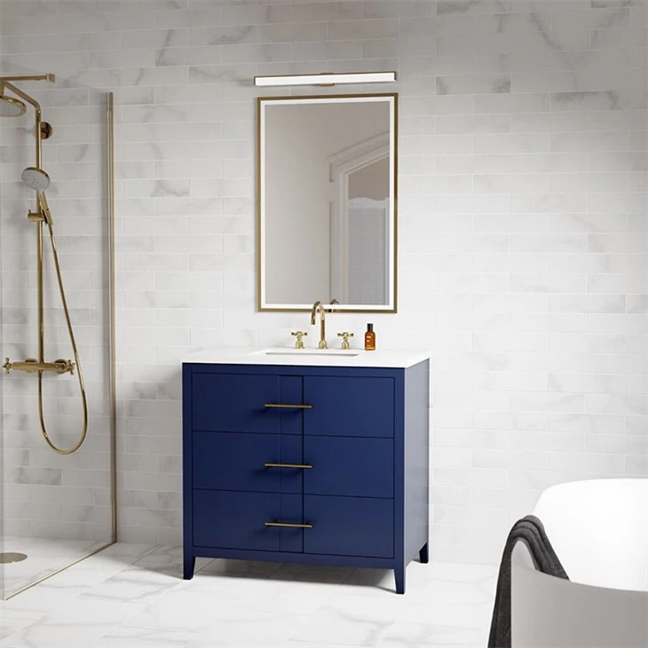 Navy Blue Solid Wood Vanity