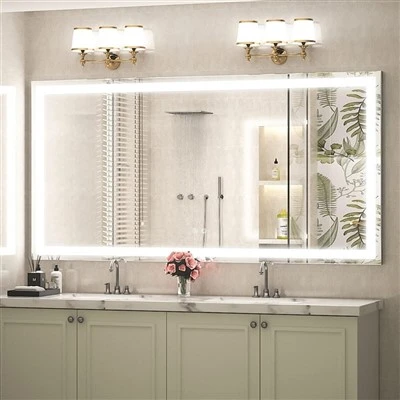 Frameless Wall Mounted Vanity Mirror Dimmable Anti-Fog Memory Function