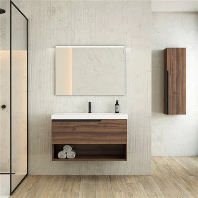 Modern Brown Wooden Bathroom Cabinet