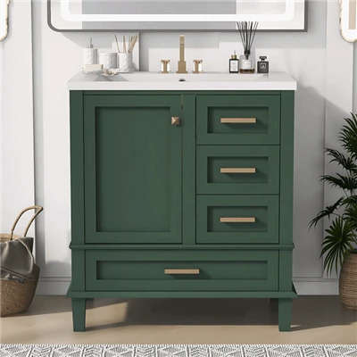 Modern Green Bathroom Vanity With Resin Sink