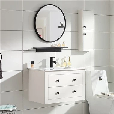 White Floating Paint Free Bathroom Cabinet