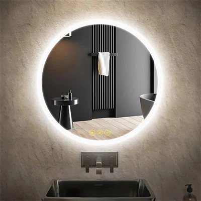 Bathroom Mirror With Lights Round 24 Inch