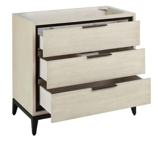 37-inch Milky Melamine Bathroom Cabinet Quartz Stone Countertop
