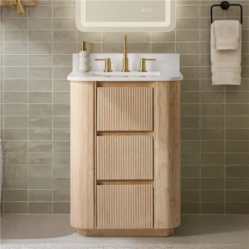 New Collection: Curved Fluted Wood Bathroom Vanity Series