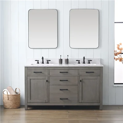 Double Gray Bathroom Cabinet