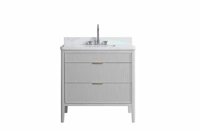Floor Standing Painted Fluted Bathroom Cabinet
