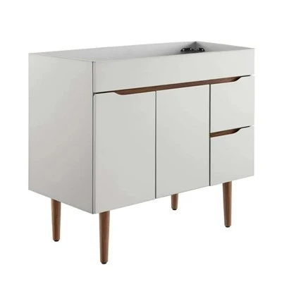 Gray Walnut Floor Standing Bathroom Vanity With Basin