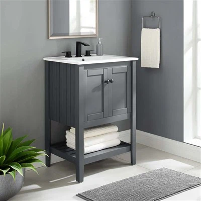 Bathroom Vanity Cabinet White Ceramic Basin
