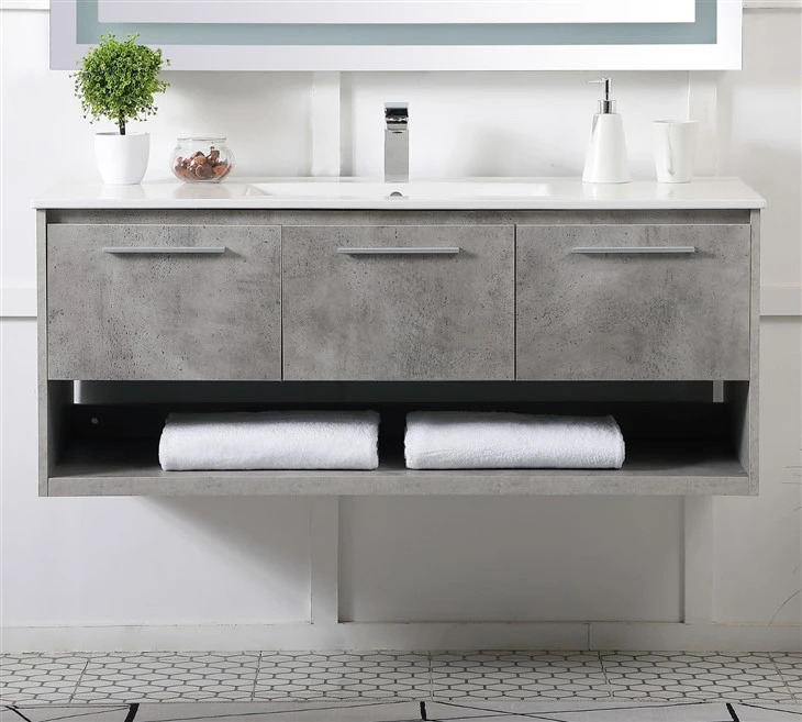 Wall Mounted Melamine Bathroom Vanity With Large Storage Space